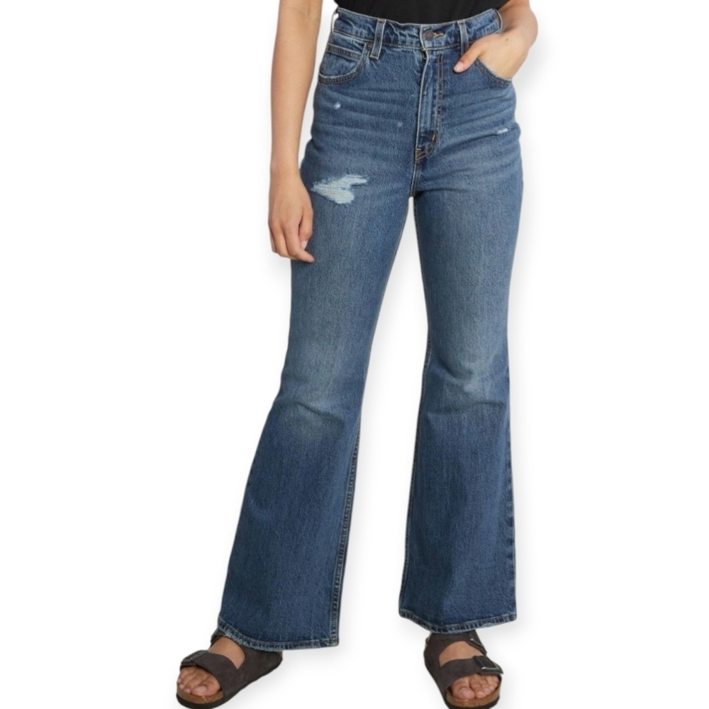 Levi's 70s High Flare Jeans Size 25 Premium Denim in Take It Out Dark